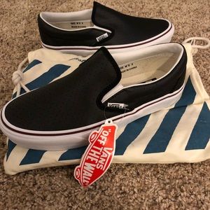 NWT Custom Black Leather Vans Slides (Sz 8)